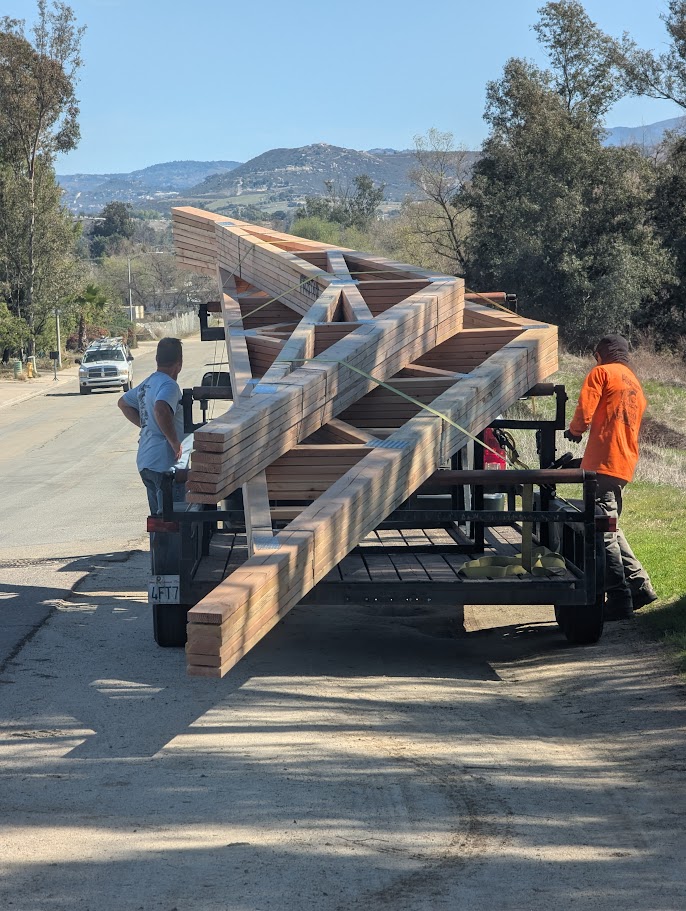 wood trusses on trailer